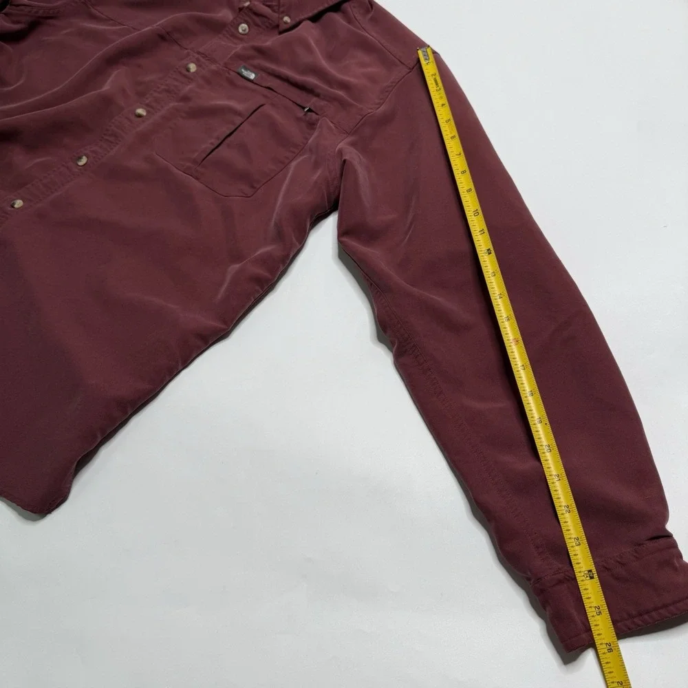 The North Face Mens XL Red Modal Blend Long Sleeve‎ Button Up Outdoor Shirt